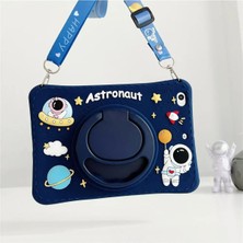 Samsung Galaxy Tab A T290 Uyumlu Astronot Figürlü Boyun Askılı Karakterli Çocuk Tablet Kılıfı