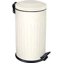zengin çarşım 16 Lt Vintage Serisi Amortisör Kapaklı Krem Çöp Kovası