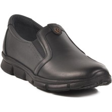 Ayakmod 609 Z Ortopedik Anatomik Hakiki Deri Kadın Siyah Günlük Ayakkabı