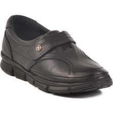 Ayakmod 604 Z Ortopedik Anatomik Hakiki Deri Kadın Siyah Günlük Ayakkabı