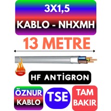 Öznur 3x1,5 nhxmh (Alev Iletmez) Kablo Metre Seçenekli (Gri)