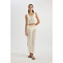 DeFacto Regular Fit Ajurlu Triko Maxi Plaj Eteği B6888AX24SM