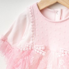 Kız Bebek 0-9 Ay Bandanalı Tüllü Elbise - Pembe