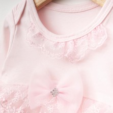 Kız Bebek 3-12 Ay Tokalı Tüllü Zıbın Elbise - Pembe