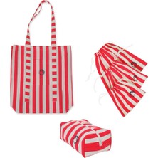 Peppythings Kırmızı Lily 3'li Set (Bez Çanta - 3'lü Kese - Makyaj Çantası)
