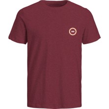 Jack & Jones Jack&Jones Rubel Ire Smu Small Print Erkek Kırmızı Yuvarlak Yaka Tişört