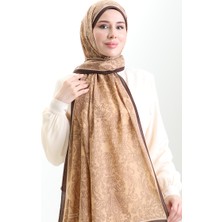 Sefa Merve Karaca Desenli Mio Krep Şal 81099-12 Kahverengi Karamel