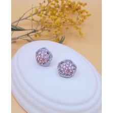 Işıltılı Pembe Çiçek Küpe