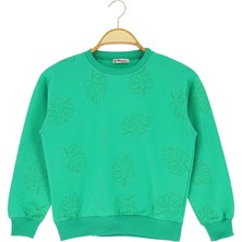 Kız Çocuk Sweatshirt Yaprak Baskılı