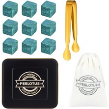 Perlotus 9'lu Granit Mermer Viski Taşı ve Buz Maşası Seti