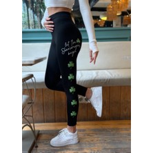 Ahes Shopping Kadın Yonca Baskılı Dalgıç Kumaş Tayt