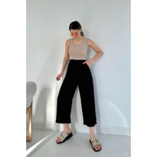 Ahes Shopping Siyah Keten Pantolon