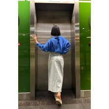 Ahes Shopping Kar Yıkama Yırtmaçlı Kot Etek