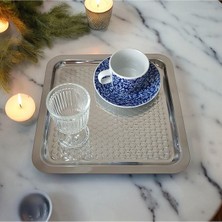2 Li 21X21 Dama Kare Çelik Tepsi  - Kahve ve Nişan Sunum Tepsisi
