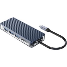 Store 7 Portlu USB 3. 0 100W HDMI Tf/ sd Kart Okuyucu Çoklayıcı Hub Gri