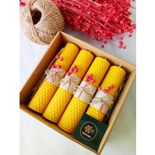 (4 Adet) 14CM x 3cm Doğal Petek Balmumu Mum Hediyelik Bal Mumu Mum Besswax Arı Mumu