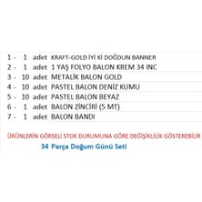 1 Yaş Kraft-Gold, Deniz Kumu, Beyaz Temalı Doğum Günü Seti