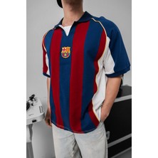 Barcelona Nakışlı Polo Yaka Premıum T-Shırt (Retro Model)