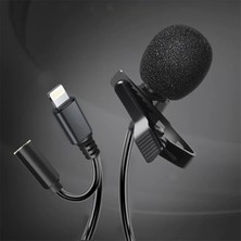 Ally iPhone Lightning Yaka Mikrofonu+3.5mm Jack Profesyonel Youtuber MIKROFONU-(5775 - MBN1785-9616