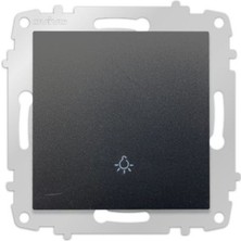 2 Adet Grano Metalik Siyah Light Zil Anahtarı Çerçevesiz Paket/set (Kapı Otomatiği)