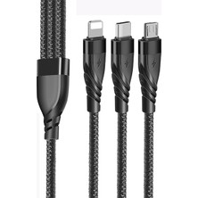 bebekokusu Ally 3in1 Type-C + USB To Lightning + Type-C + Micro USB Şarj ve Data KABLOSU-(5775 - BKS9275-2964