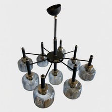 Füme Camlı Krom Detaylı 9’lu Modern Avize