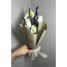 Okaliptus Süslemeli 3’lü Mini Lale Buketi & Anne Buketi & Kadınlar Günü & Kahve Yanı Çiçeği