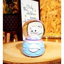 Sevimli Kedi Renk Değiştiren Işıklı Müzikli Kar Küresi Arkadaşa Hediye