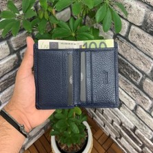 Derije Hakiki Deri Lacivert Ekstra İnce Erkek Cüzdanı (T254)