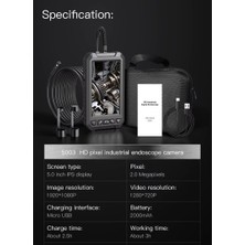 Anesok 5003-B 8mm Dual Lens 5 Metre Sert Kablo Su Geçirmez Endoskop Kamera