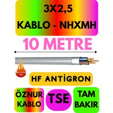Öznur 3x2,5 nhxmh (Alev Iletmez) Kablo Metre Seçenekli (Gri)