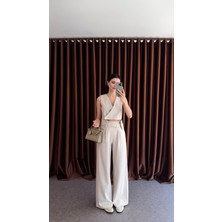 Kemer Detaylı Bej Takım