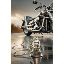 Shiney Aksesuar Çelik Anahtarlık Şans Çanı Guardian Bell Kuru Kafa Model Anahtarlık Koruyucu Çelik Motosiklet Luck Bell