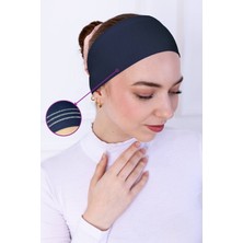 Kaymaz Bandana Lacivert Kaymayan Silikonlu Geçme Tesettür Bone - Sportif Saç Bandı