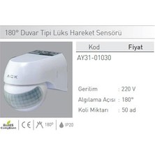 Ack 180° Duvar Tipi Lüks Hareket Sensörü AY31-01030