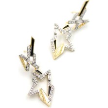 Royaleks Design Taşlı Yıldız Küpe - Altın