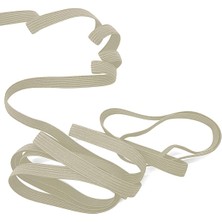 Krem Rengi 6 mm 5 mt Dayanıklı Sert Yassı Elastik Şerit Lastik