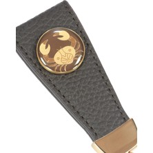 Kahverengi Deri Yengeç Burç Gold Anahtarlık