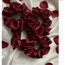 Kına Nişan Düğün - Lastikli Simit Bordo Saten 20 Li Scrunchie Toka Seti Nedime Hediyesi Kına