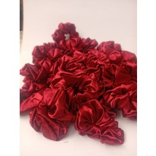 Kına Nişan Düğün - Lastikli Simit Bordo Saten 20 Li Scrunchie Toka Seti Nedime Hediyesi Kına