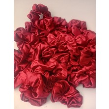 Kına Nişan Düğün - Lastikli Simit Bordo Saten 20 Li Scrunchie Toka Seti Nedime Hediyesi Kına