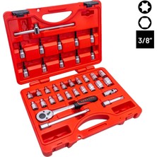 Izeltaş 3/8" 6 Köşe Lokma Anahtar ve Lokmalı Allen Set 35 Parça