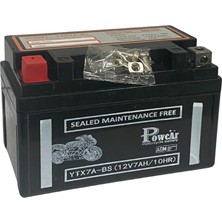 Powcar 12V 7 Ah Motosiklet Aküsü (150*87*93) (YTX7A-BS) (Ters) (Smf) (2,5 Kg)