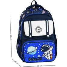 Kore Tarzı Astronot Tasarım Erkek Çocuk Ortopedik İlkokul Sırt Çantası Folyolu Beslenme, Kalemlik