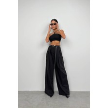 Ayena Moda Pencere Detay Fitilli Crop