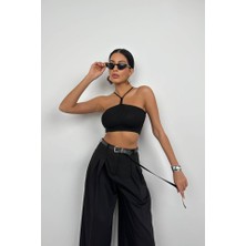 Ayena Moda Pencere Detay Fitilli Crop