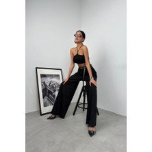 Ayena Moda Pencere Detay Fitilli Crop