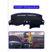 Peugeot 206 Büyük Ekrantorpido Koruma Halısı Mavi Kenar