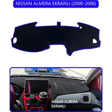 Nissan Almera Ekranlı 2000-2006TORPİDO Koruma Halısı Mavi Kenar