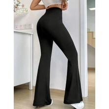 Ayena Moda Kadın Yüksek Bel Paçaya Doğru Genişleyen Yandan Yırtmaçlı Dalgıç Pantolon